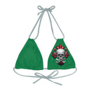 "Skull & Barrel" Base Dark Green- Left Logo - Strappy Triangle Bikini Top (AOP)