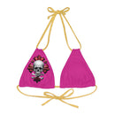 "Skull & Barrel" Base Pink - Right Logo - Strappy Triangle Bikini Top (AOP)