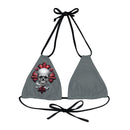 "Skull & Barrel" Base Dark Grey - Right Logo - Strappy Triangle Bikini Top (AOP)