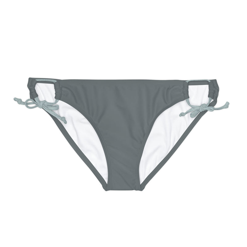 "Skull & Barrel" Base Dark Grey - White Logo - Loop Tie Side Bikini Bottom (AOP)