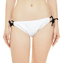 "Skull & Barrel" Base White - White Logo - Loop Tie Side Bikini Bottom (AOP)