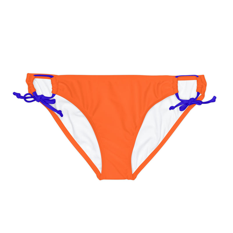 "Skull & Barrel" Base Orange - White Logo - Loop Tie Side Bikini Bottom (AOP)