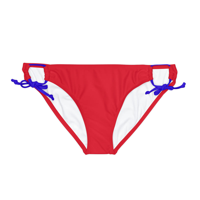 "Skull & Barrel" Base Dark Red - Black Logo - Loop Tie Side Bikini Bottom (AOP)