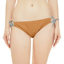 "Skull & Barrel" Base Light Brown - Black Logo - Loop Tie Side Bikini Bottom (AOP)