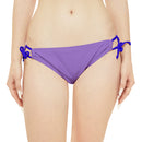 "Skull & Barrel" Base Light Purple - White Logo - Loop Tie Side Bikini Bottom (AOP)