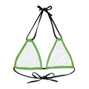 "Skull & Barrel" Base Green - Right Logo - Strappy Triangle Bikini Top (AOP)