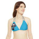 "Skull & Barrel" Base Turquoise - Right Logo - Strappy Triangle Bikini Top (AOP)