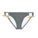 "Skull & Barrel" Base Dark Grey - White Logo - Loop Tie Side Bikini Bottom (AOP)
