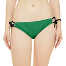 "Skull & Barrel" Base Dark Green - White Logo - Loop Tie Side Bikini Bottom (AOP)