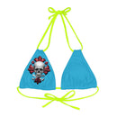 "Skull & Barrel" Base Turquoise - Right Logo - Strappy Triangle Bikini Top (AOP)