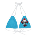 "Skull & Barrel" Base Turquoise - Left Logo - Strappy Triangle Bikini Top (AOP)
