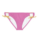 "Skull & Barrel" Base Light Pink - White Logo - Loop Tie Side Bikini Bottom (AOP)