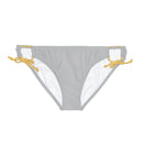 "Skull & Barrel" Base Light Grey - Black Logo - Loop Tie Side Bikini Bottom (AOP)