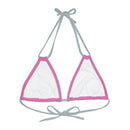 "Skull & Barrel" Base Light Pink - Left Logo - Strappy Triangle Bikini Top (AOP)