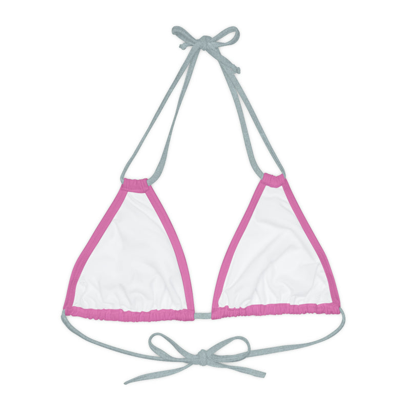 "Skull & Barrel" Base Light Pink - Left Logo - Strappy Triangle Bikini Top (AOP)