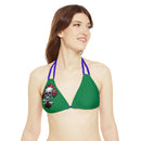 "Skull & Barrel" Base Dark Green - Right Logo - Strappy Triangle Bikini Top (AOP)
