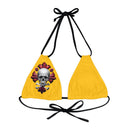 "Skull & Barrel" Base Yellow - Right Logo - Strappy Triangle Bikini Top (AOP)