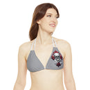 "Skull & Barrel" Base Grey - Left Logo - Strappy Triangle Bikini Top (AOP)