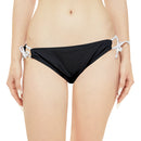 "Skull & Barrel" Base Black - White Logo - Loop Tie Side Bikini Bottom (AOP)