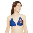 "Skull & Barrel" Base Dark Blue - Left Logo - Strappy Triangle Bikini Top (AOP)