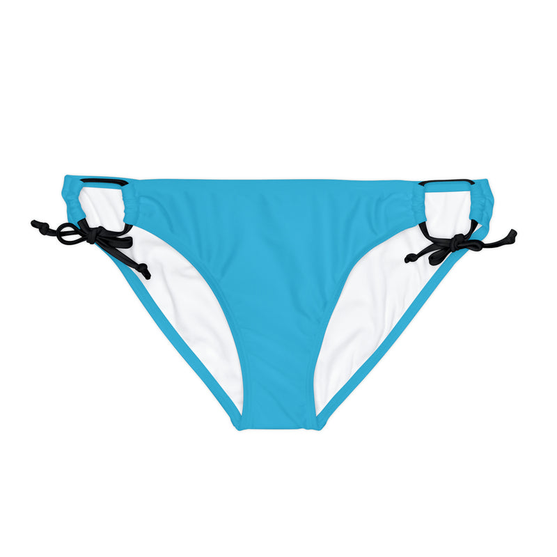 "Skull & Barrel" Base Turquoise - White Logo - Loop Tie Side Bikini Bottom (AOP)