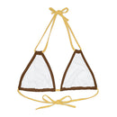 "Skull & Barrel" Base Brown- Left Logo - Strappy Triangle Bikini Top (AOP)