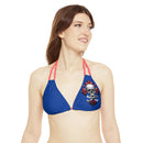 "Skull & Barrel" Base Dark Blue - Left Logo - Strappy Triangle Bikini Top (AOP)