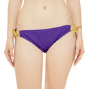 "Skull & Barrel" Base Purple - White Logo - Loop Tie Side Bikini Bottom (AOP)