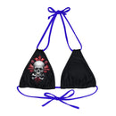 "Skull & Barrel" Base Black - Right Logo - Strappy Triangle Bikini Top (AOP)