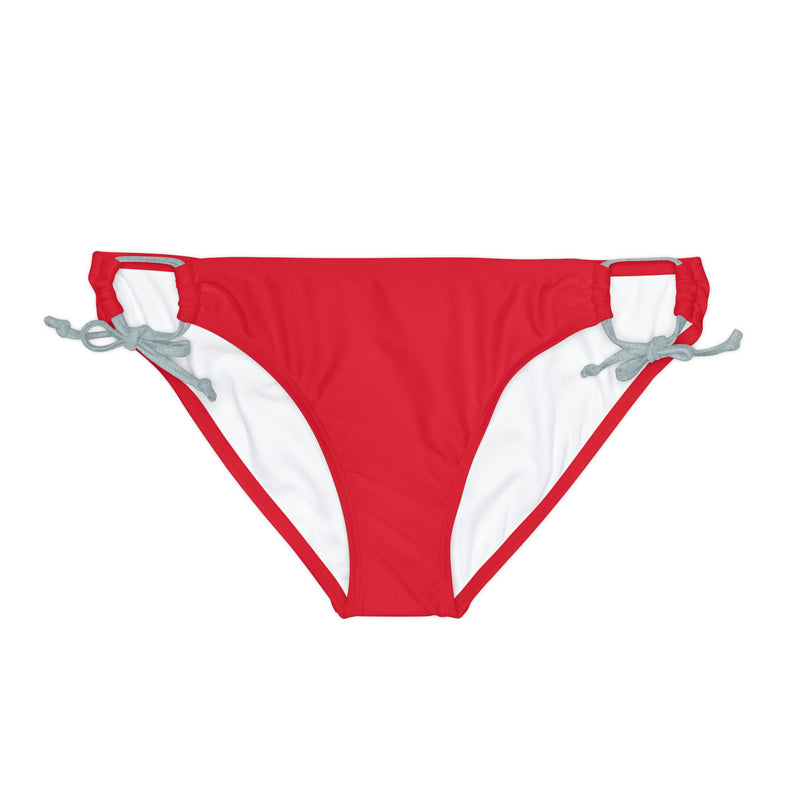 "Skull & Barrel" Base Dark Red - Black Logo - Loop Tie Side Bikini Bottom (AOP)