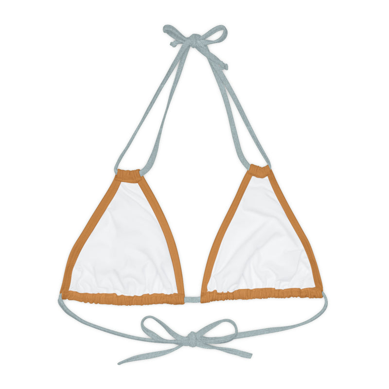 "Skull & Barrel" Base Light Brown - Left Logo - Strappy Triangle Bikini Top (AOP)