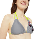 "Skull & Barrel" Base Grey - Left Logo - Strappy Triangle Bikini Top (AOP)