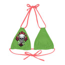 "Skull & Barrel" Base Green - Right Logo - Strappy Triangle Bikini Top (AOP)
