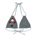 "Skull & Barrel" Base Dark Grey - Right Logo - Strappy Triangle Bikini Top (AOP)