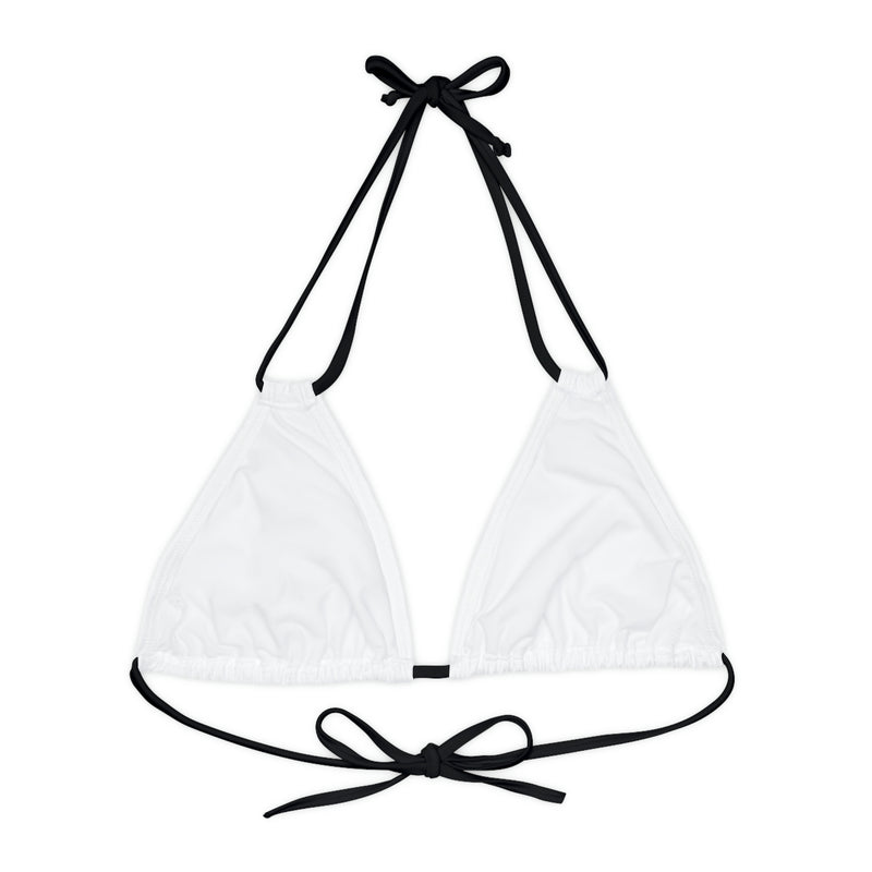 "Skull & Barrel" Base White - Left Logo - Strappy Triangle Bikini Top (AOP)