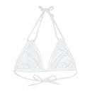"Skull & Barrel" Base White - Right Logo - Strappy Triangle Bikini Top (AOP)