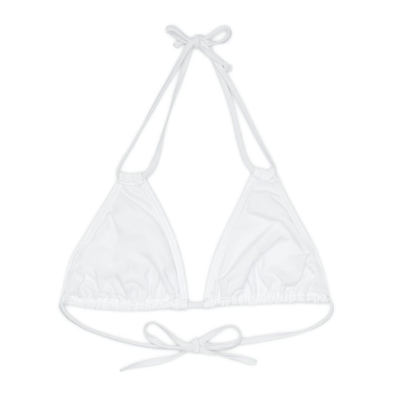 "Skull & Barrel" Base White - Right Logo - Strappy Triangle Bikini Top (AOP)