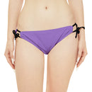 "Skull & Barrel" Base Light Purple - White Logo - Loop Tie Side Bikini Bottom (AOP)