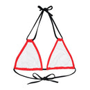 "Skull & Barrel" Base Red - Right Logo - Strappy Triangle Bikini Top (AOP)