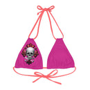 "Skull & Barrel" Base Pink - Right Logo - Strappy Triangle Bikini Top (AOP)
