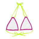 "Skull & Barrel" Base Pink - Left Logo - Strappy Triangle Bikini Top (AOP)