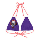 "Skull & Barrel" Base Purple - Right Logo - Strappy Triangle Bikini Top (AOP)