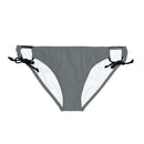 "Skull & Barrel" Base Dark Grey - White Logo - Loop Tie Side Bikini Bottom (AOP)