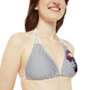 "Skull & Barrel" Base Light Grey - Left Logo - Strappy Triangle Bikini Top (AOP)