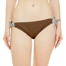 "Skull & Barrel" Base Brown - Black Logo - Loop Tie Side Bikini Bottom (AOP)