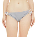 "Skull & Barrel" Base Light Grey - White Logo - Loop Tie Side Bikini Bottom (AOP)