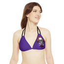 "Skull & Barrel" Base Purple - Left Logo - Strappy Triangle Bikini Top (AOP)