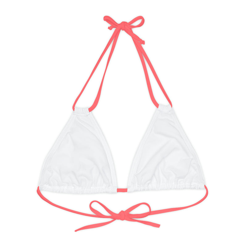 "Skull & Barrel" Base White - Right Logo - Strappy Triangle Bikini Top (AOP)