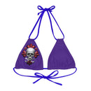 "Skull & Barrel" Base Purple - Right Logo - Strappy Triangle Bikini Top (AOP)