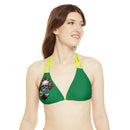 "Skull & Barrel" Base Dark Green - Right Logo - Strappy Triangle Bikini Top (AOP)